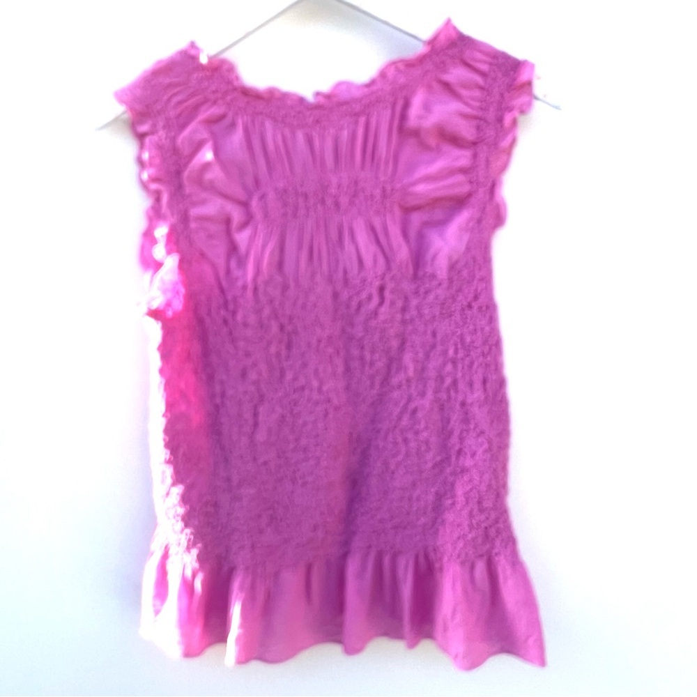 Anthropologie Pink Smocked Crop Top - Picture 7 of 7